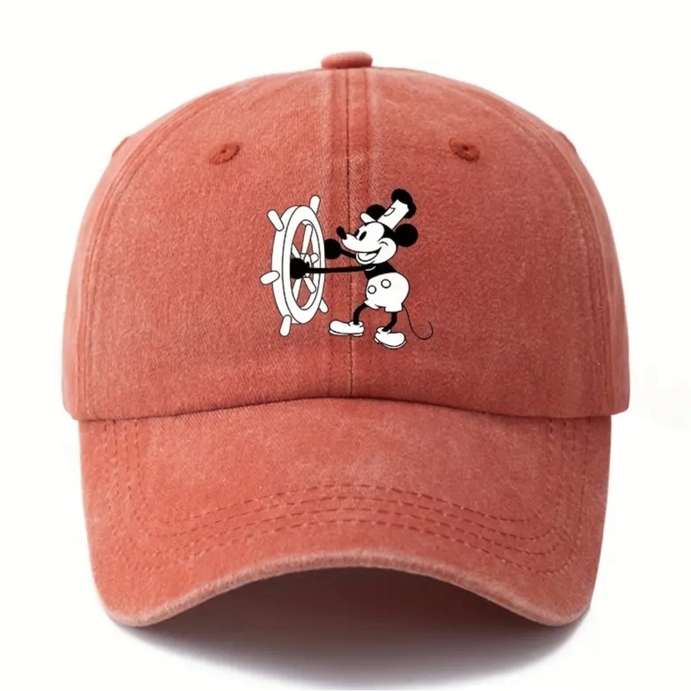 New! Orange Children’s Steamboat Willie Mickey Adjustable Baseball Cap Ages 6-13